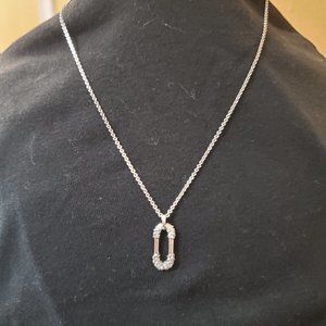 Ann Taylor Silver Rhinestone Pendant Necklace #942